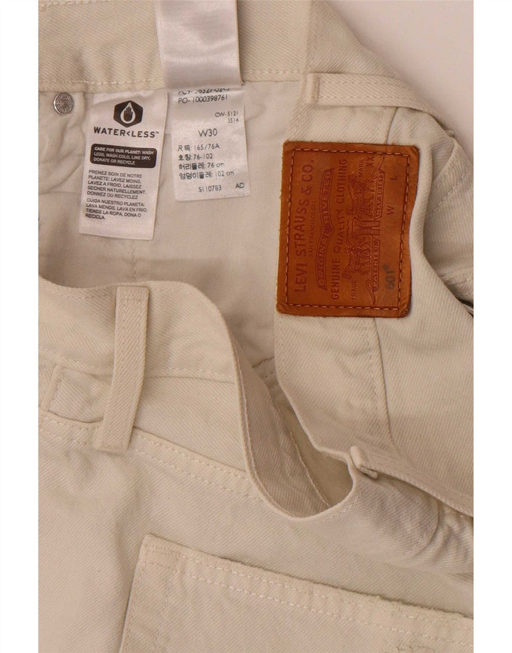 Shorts jeans feminino Levi's 501 desgastado W30 médio off white algodão
