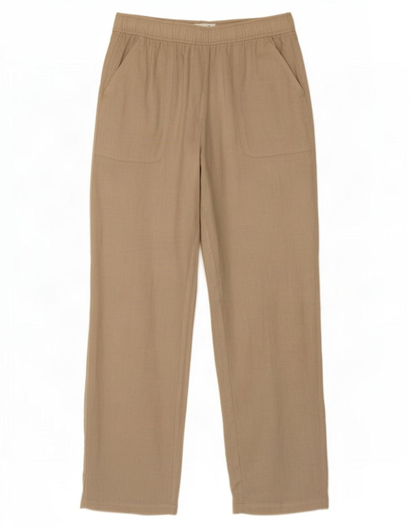 Zara Calça feminina cintura alta solta ajuste médio W28 L30 linho bege
