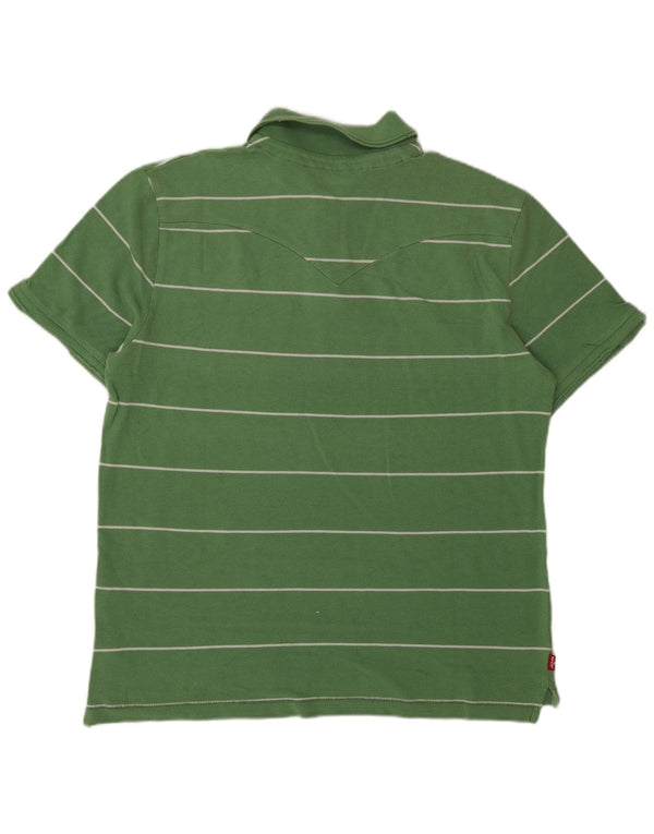 Camisa pólo gráfica masculina Levi's grande algodão listrado verde