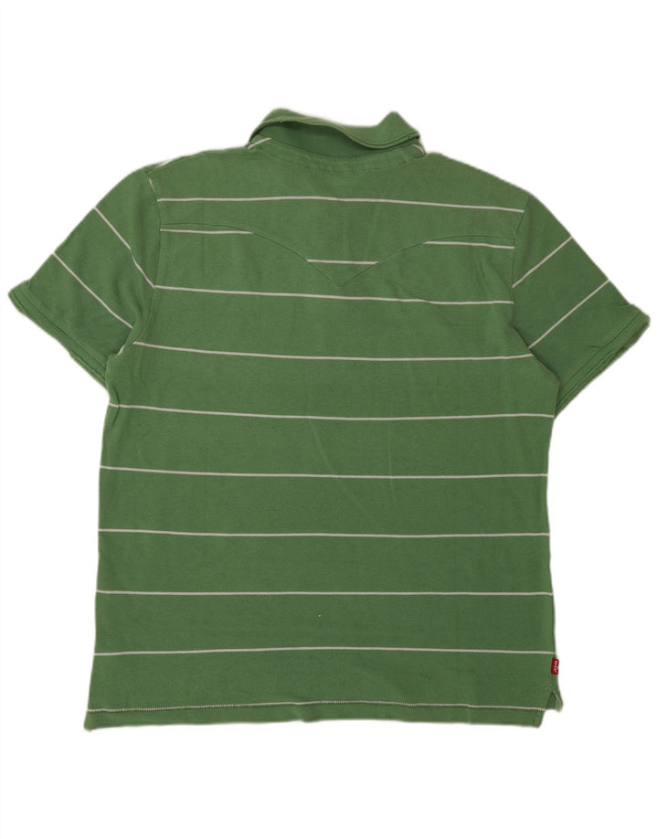 Camisa pólo gráfica masculina Levi's grande algodão listrado verde
