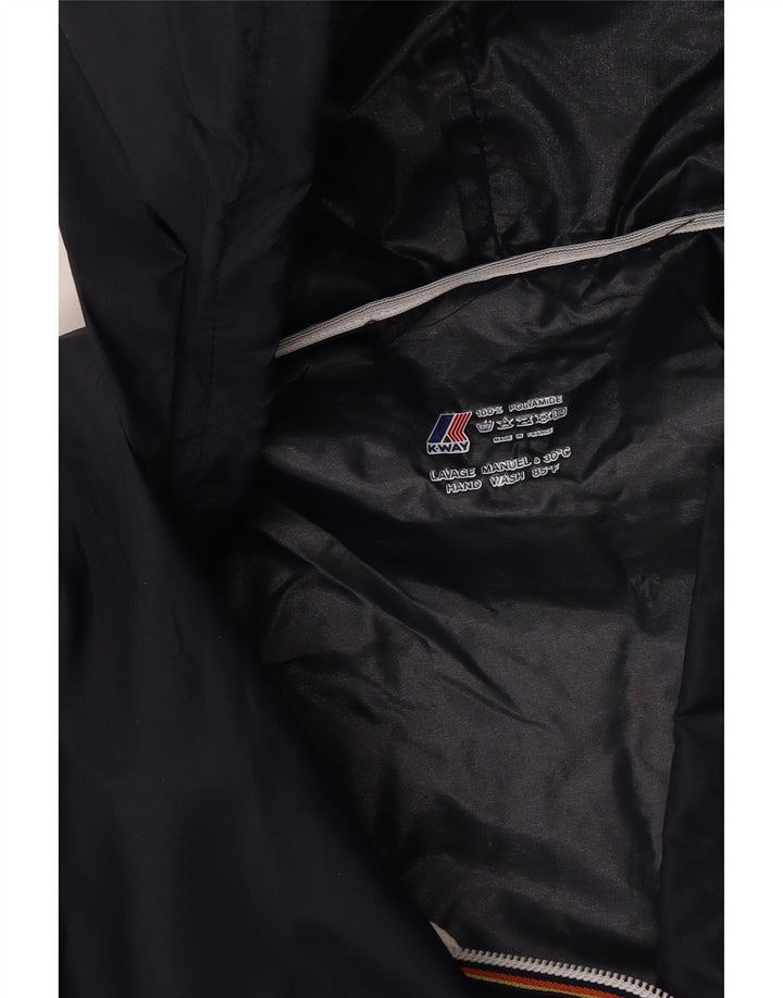 Jaqueta de chuva masculina com capuz K-Way UK 36 pequena poliamida azul marinho