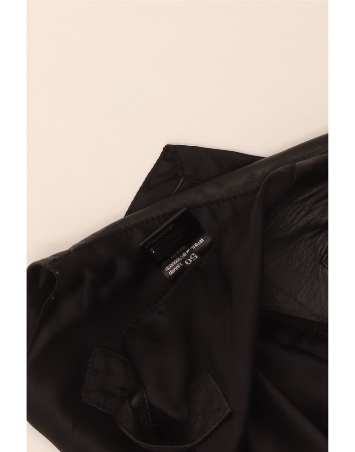 Colete de couro masculino vintage IT 50 grande couro preto