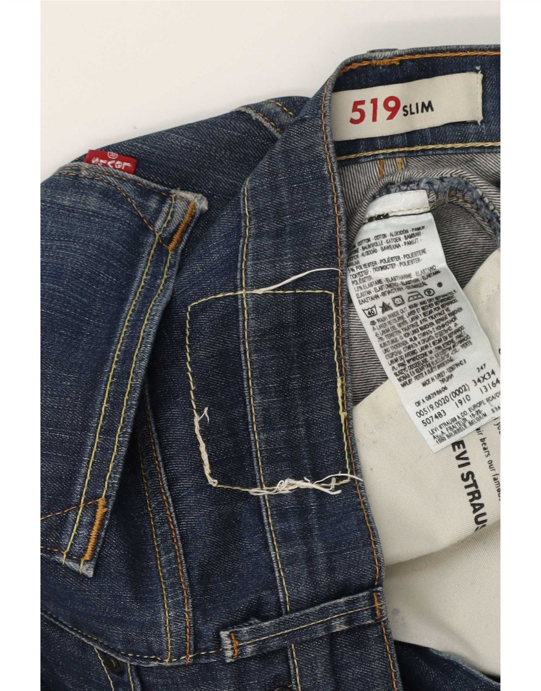 Levi's Masculino 519 Slim Jeans W34 L34 Azul Algodão