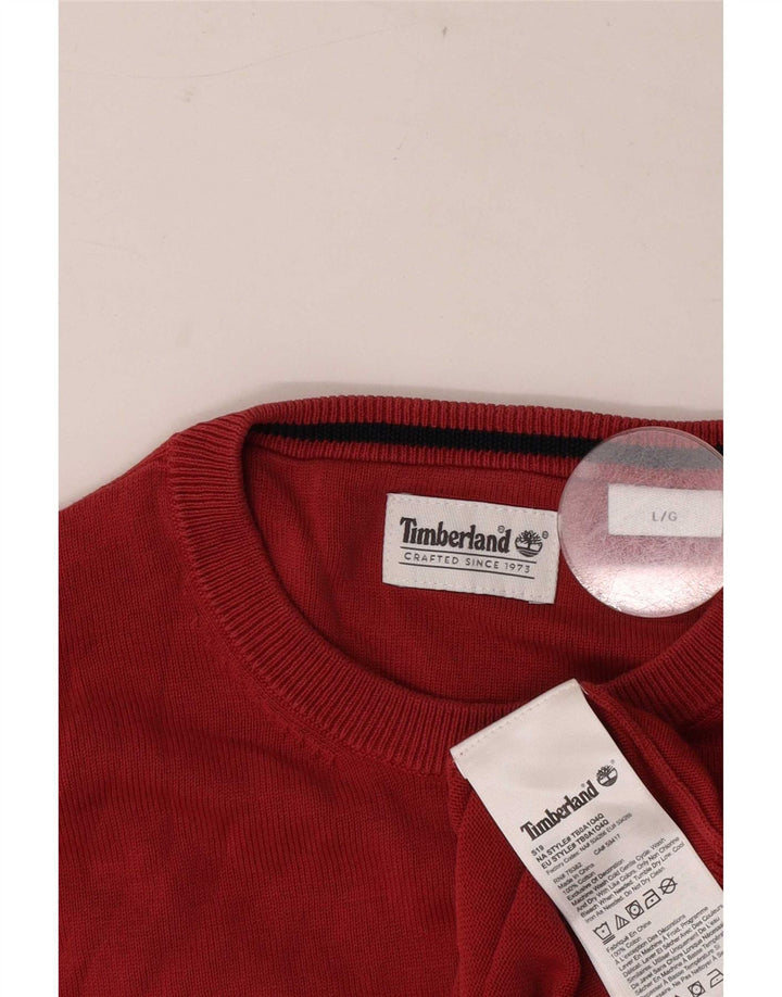 Suéter masculino Timberland com gola redonda, grande algodão vermelho