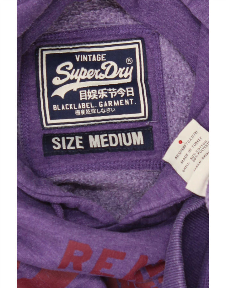 Superdry moletom com capuz masculino gráfico médio algodão roxo