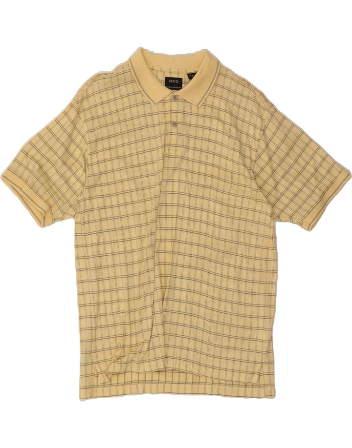 IZOD Mens Polo Shirt Medium Yellow Check Cotton Vintage Izod and Second-Hand Izod from Messina Hembry 
