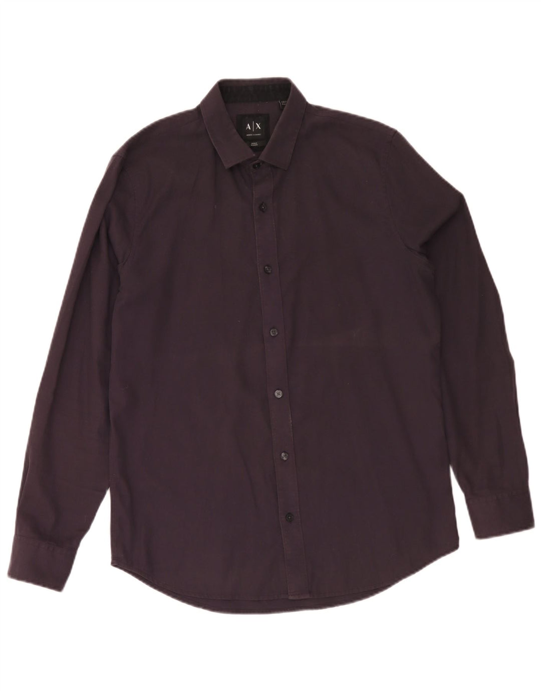 Camisa masculina Armani Exchange Regular Fit de algodão preto médio