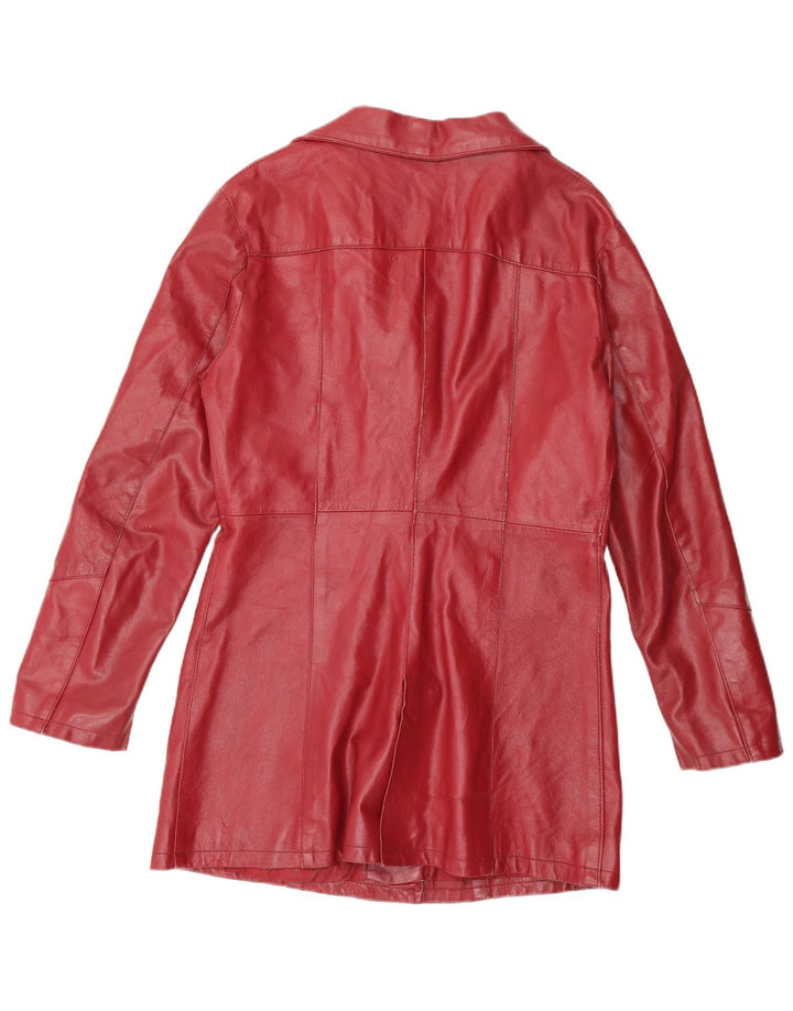 Casaco de couro feminino vintage UK 18 XL couro vermelho