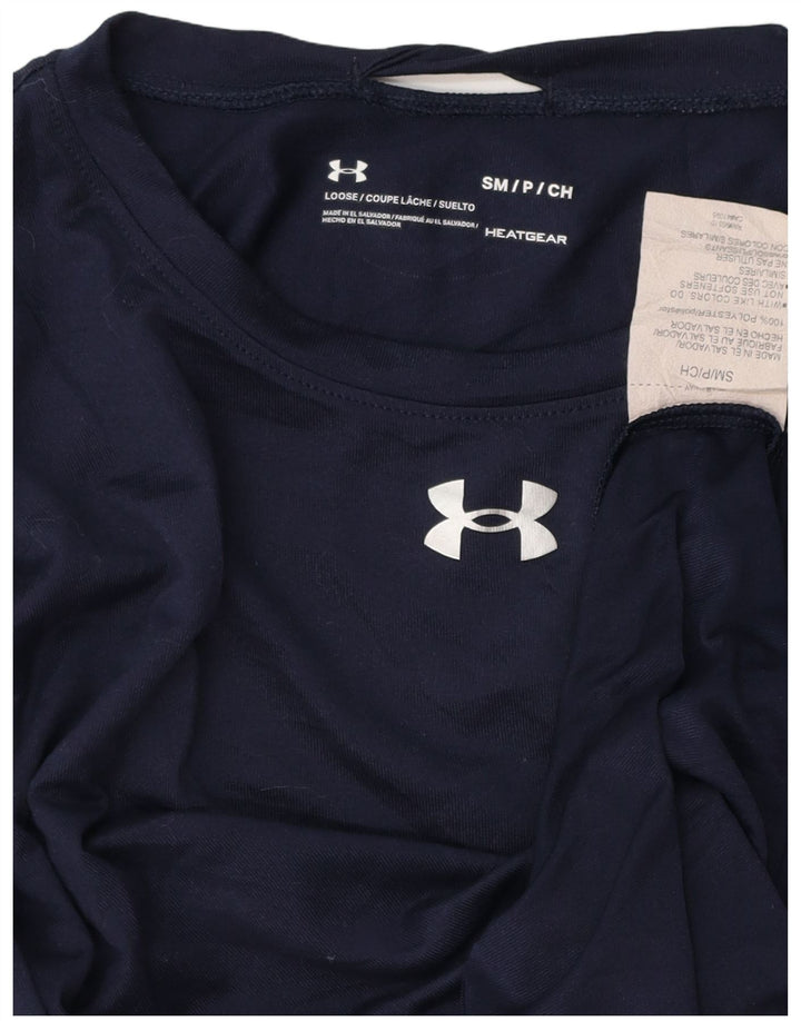 UNDER ARMOUR Mens Heat Gear Top Manga Longa Pequeno Poliéster Azul Marinho