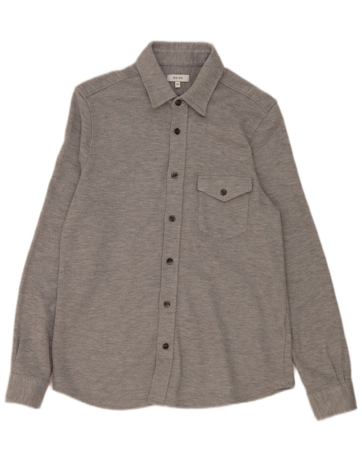 Camisa masculina Reiss algodão cinza médio