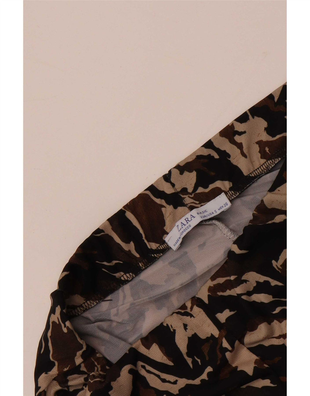 Calça capri feminina Zara UK 8 pequena camuflagem multicolorida