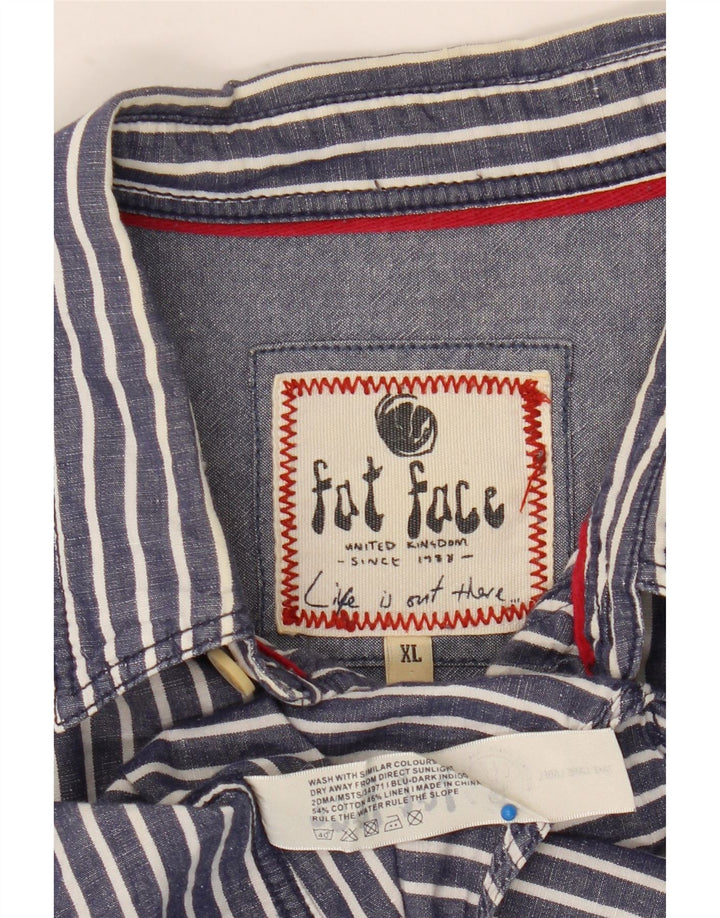 Camisa masculina FAT FACE XL algodão listrado azul marinho