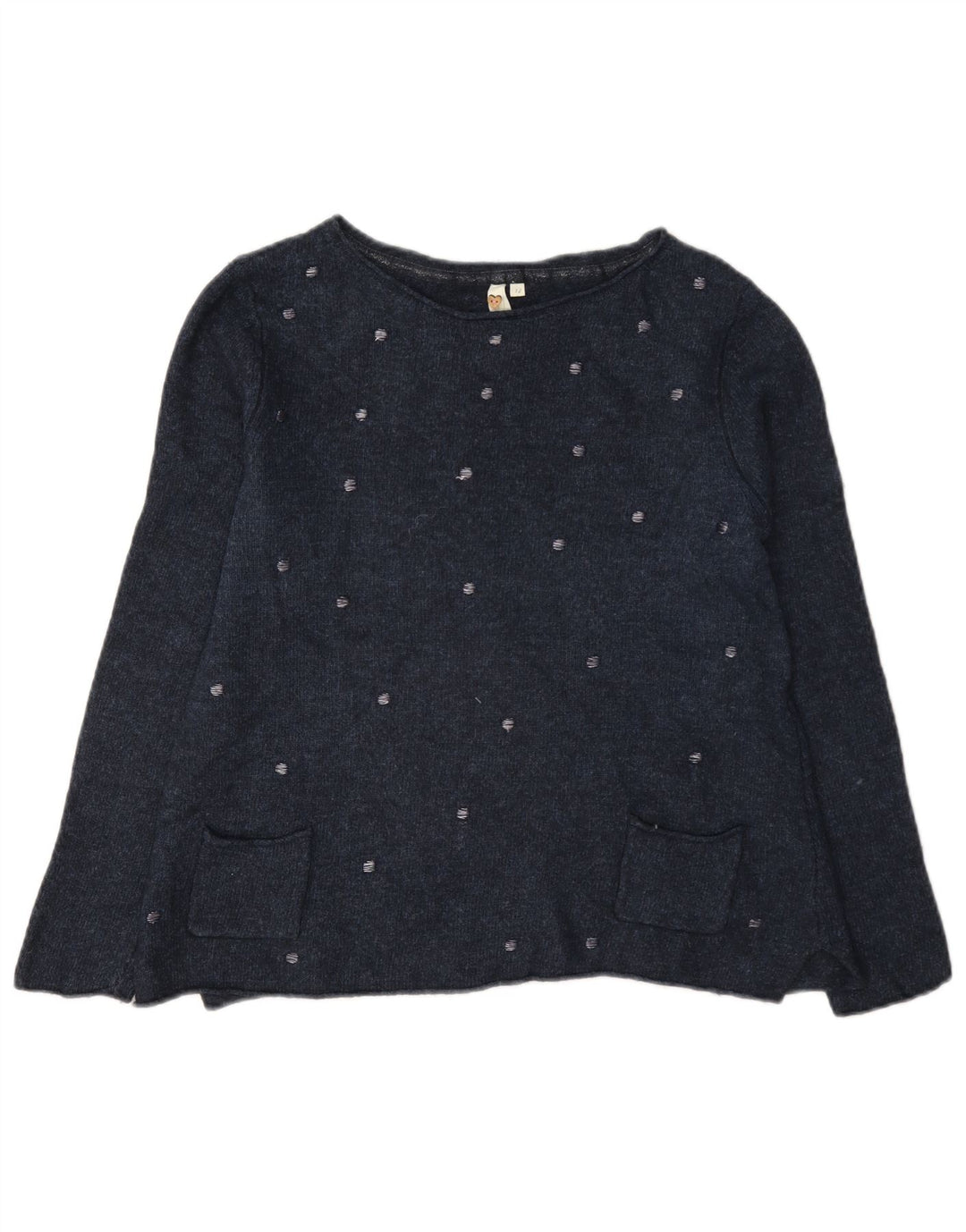 Suéter feminino White Stuff com gola canoa Reino Unido 12 viscose azul marinho médio