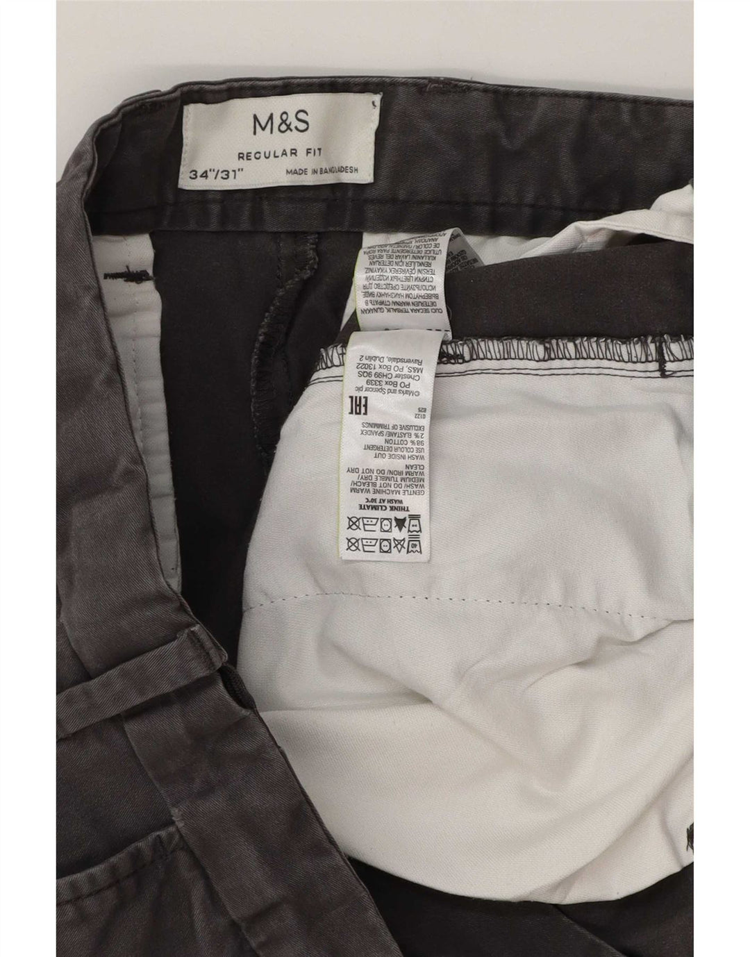 Calça Chino Masculina Marks & Spencer Regular Fit W34 L30 Algodão Cinza