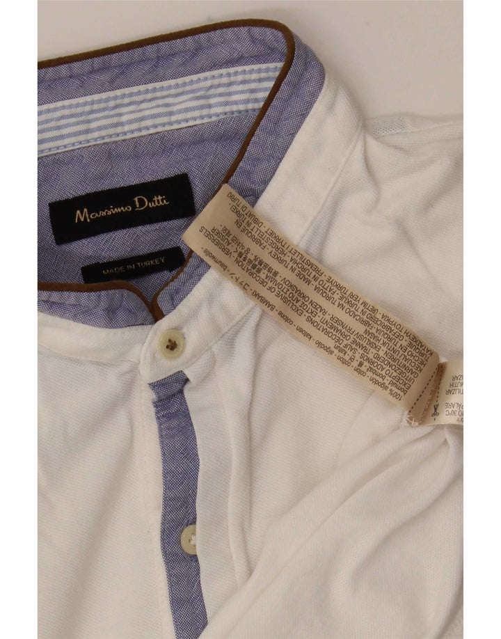 Camisa polo masculina Massimo Dutti de algodão branco médio