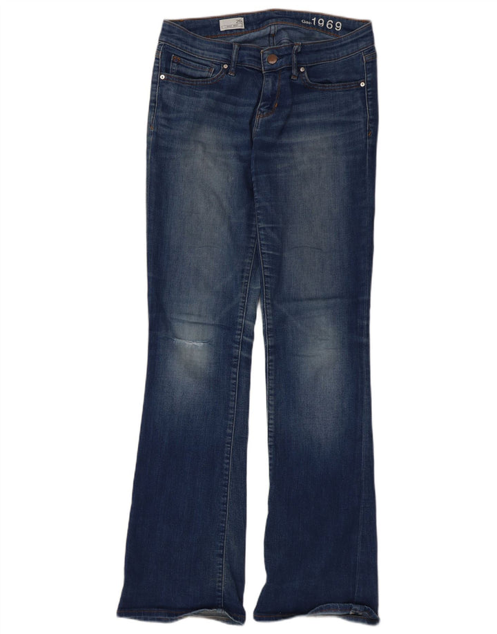 Gap feminino sexy desgastado bootcut jeans W26 L31 algodão azul