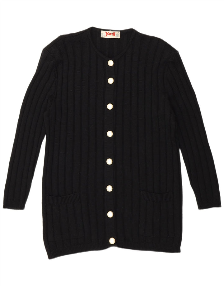 Suéter cardigã feminino Yarell Longline Reino Unido 16 grande preto poliacrílico