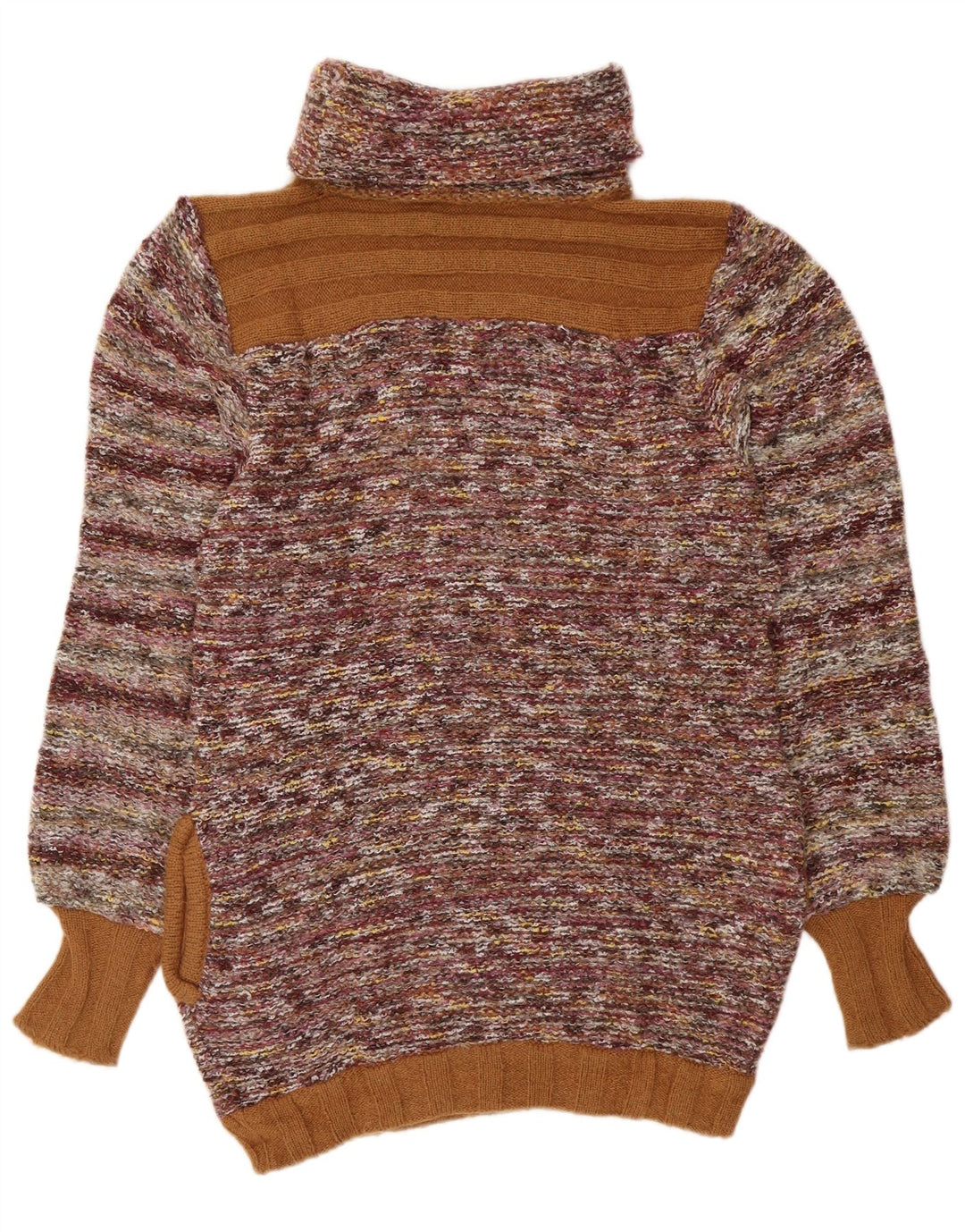 Suéter feminino VINTAGE com gola redonda UK 14 listrado médio multicolorido