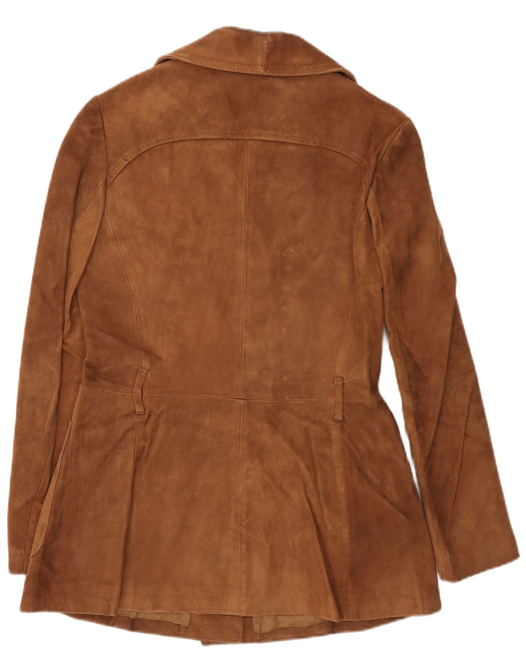 Jaqueta blazer feminina vintage de camurça com 3 botões IT 46 couro marrom grande