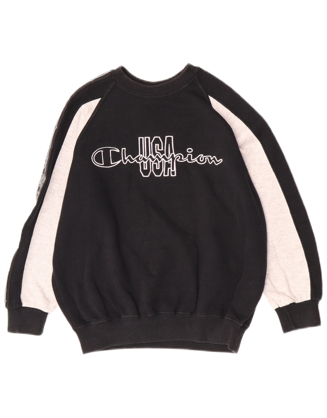 Suéter gráfico Champion Boys 9-10 anos médio preto colorblock