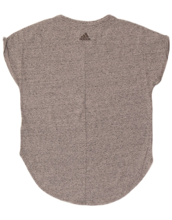 Adidas Womens Climalite T-Shirt Top UK 16/18 Grande Cinza Flecked Algodão