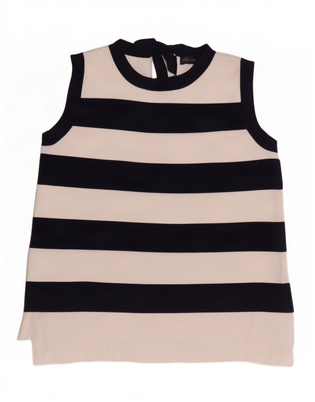Colete feminino Marks & Spencer UK 12 poliamida listrada azul marinho médio