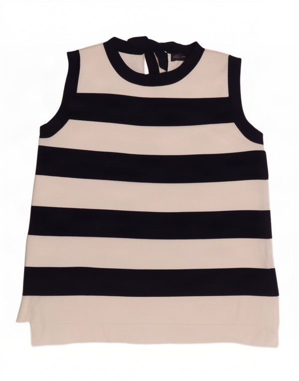 Colete feminino Marks & Spencer UK 12 poliamida listrada azul marinho médio