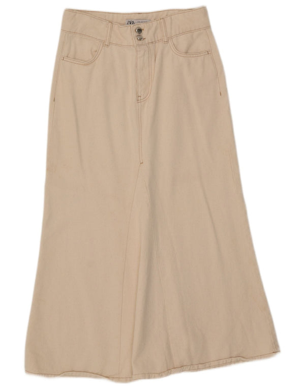 Saia midi feminina Zara médio W29 algodão bege