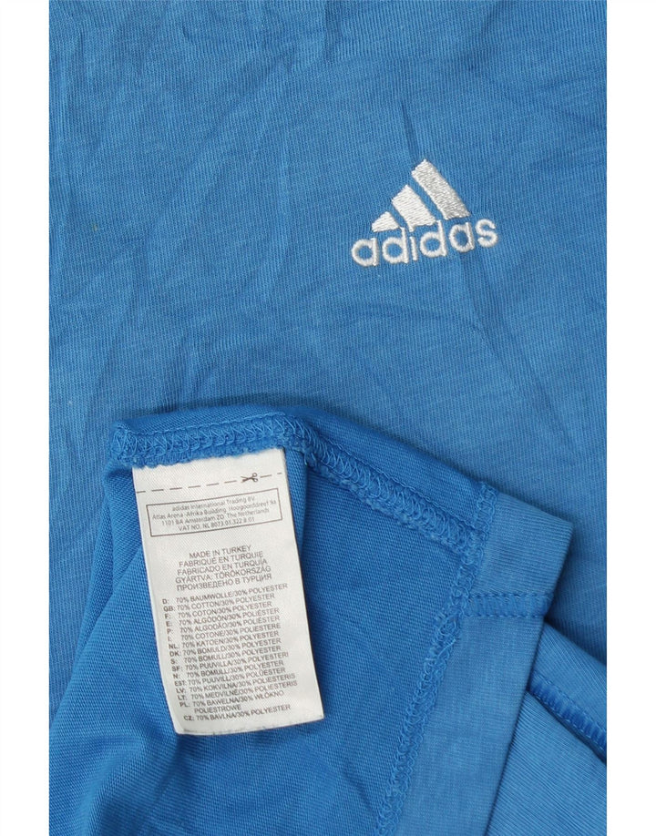Adidas Mens Climalite Camiseta Top Grande Algodão Azul