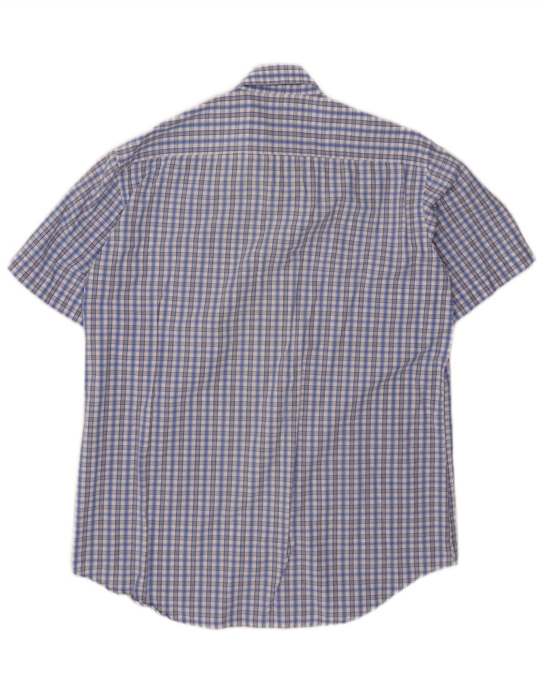 Camisa masculina de manga curta Carrera grande algodão xadrez azul