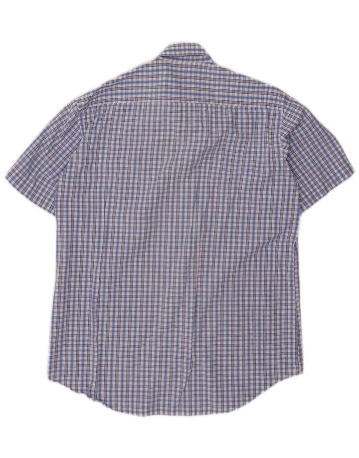 Camisa masculina de manga curta Carrera grande algodão xadrez azul