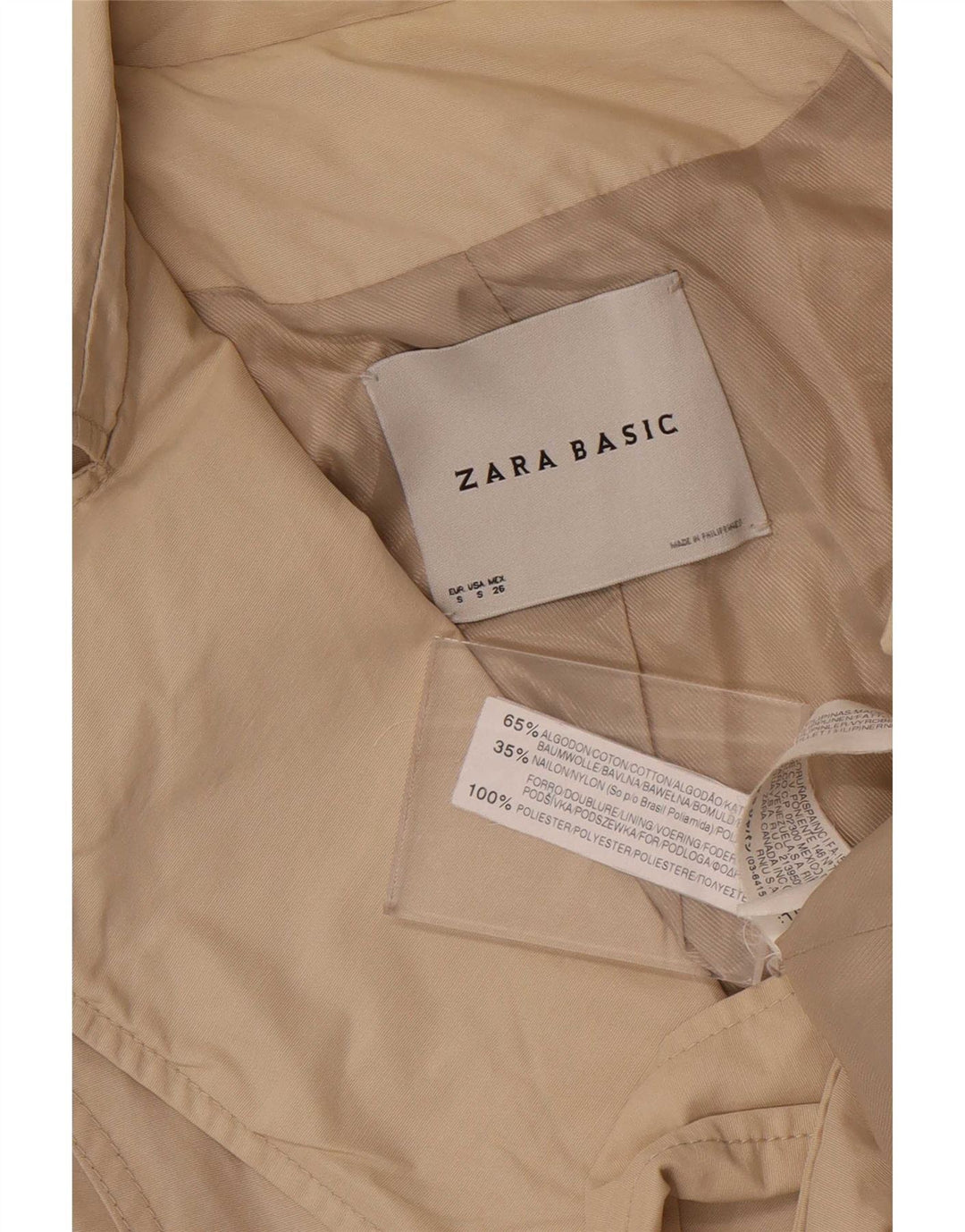 Zara Womens Short Trench Coat UK 10 Pequeno Algodão Bege