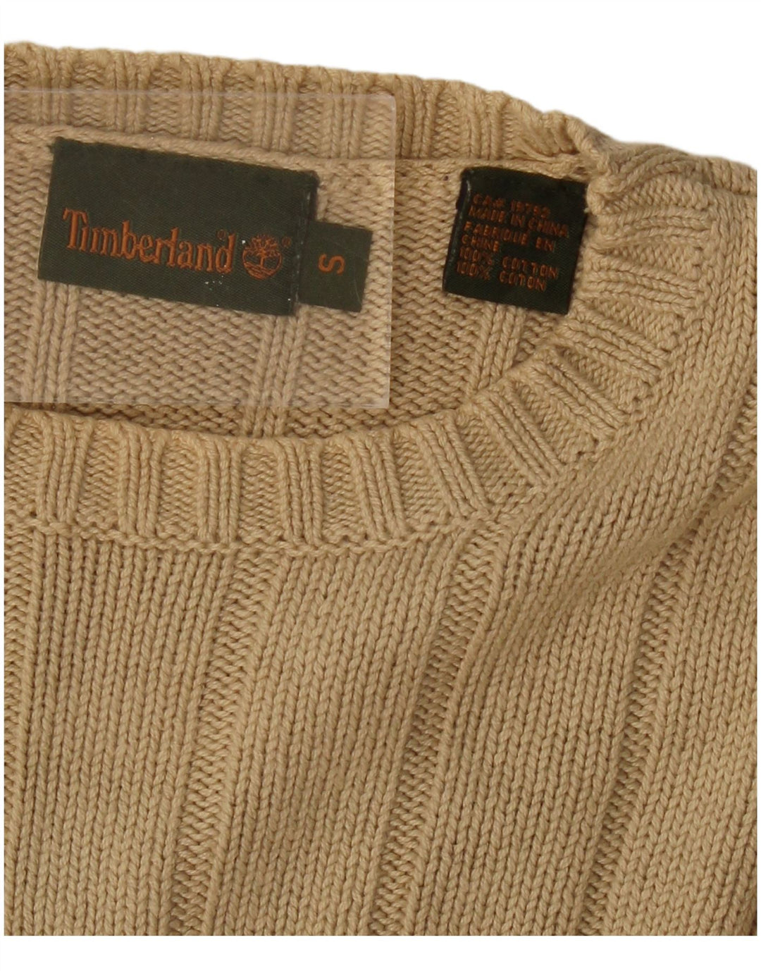 Suéter masculino TIMBERLAND com gola redonda, pequeno algodão bege