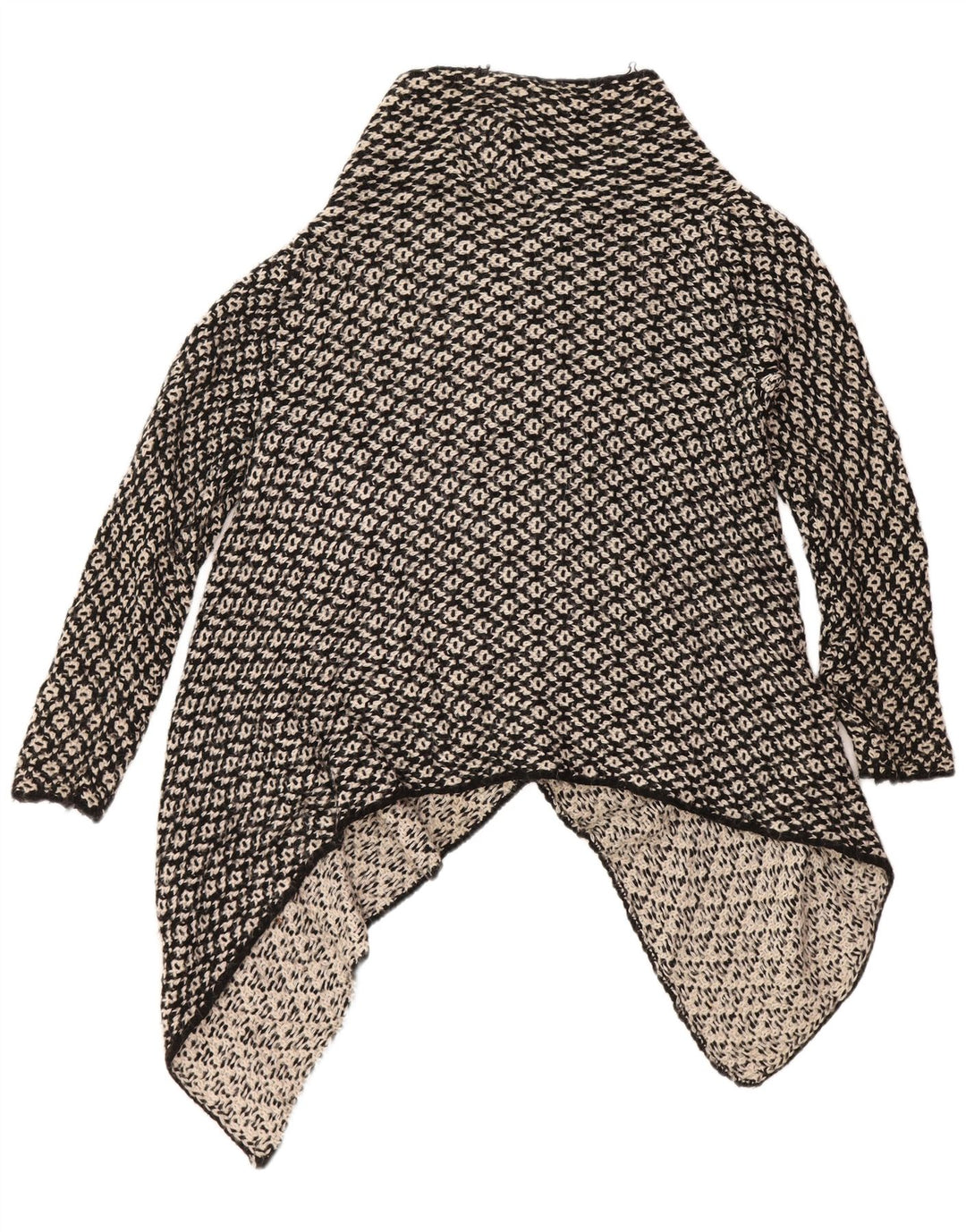 Suéter cardigã feminino aberto grande ZARA Reino Unido 14 acrílico preto médio