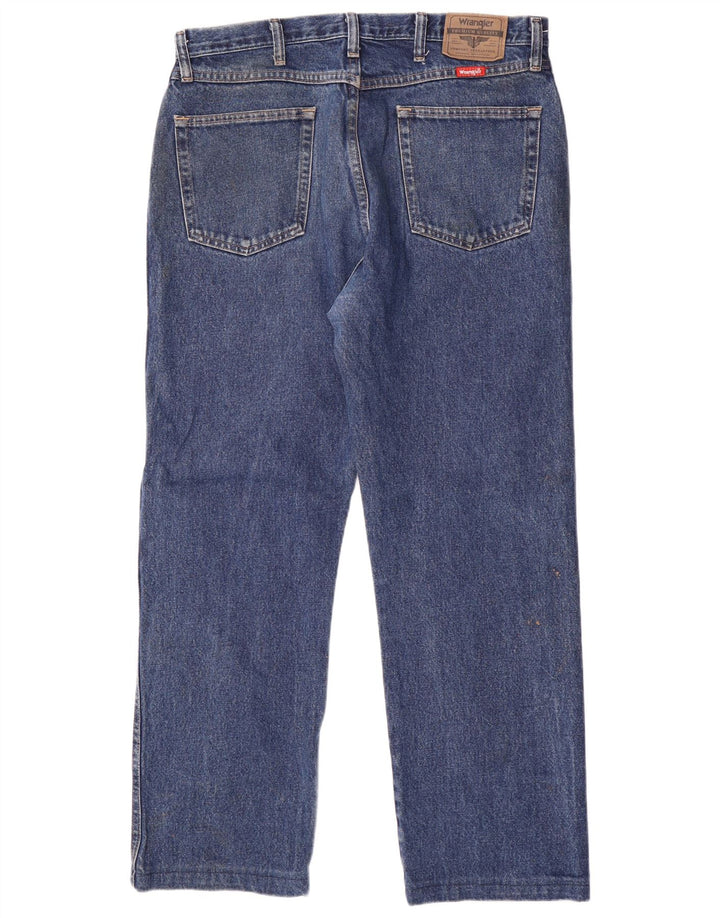 Wrangler Mens Regular Fit Straight Jeans W35 L30 Azul Algodão
