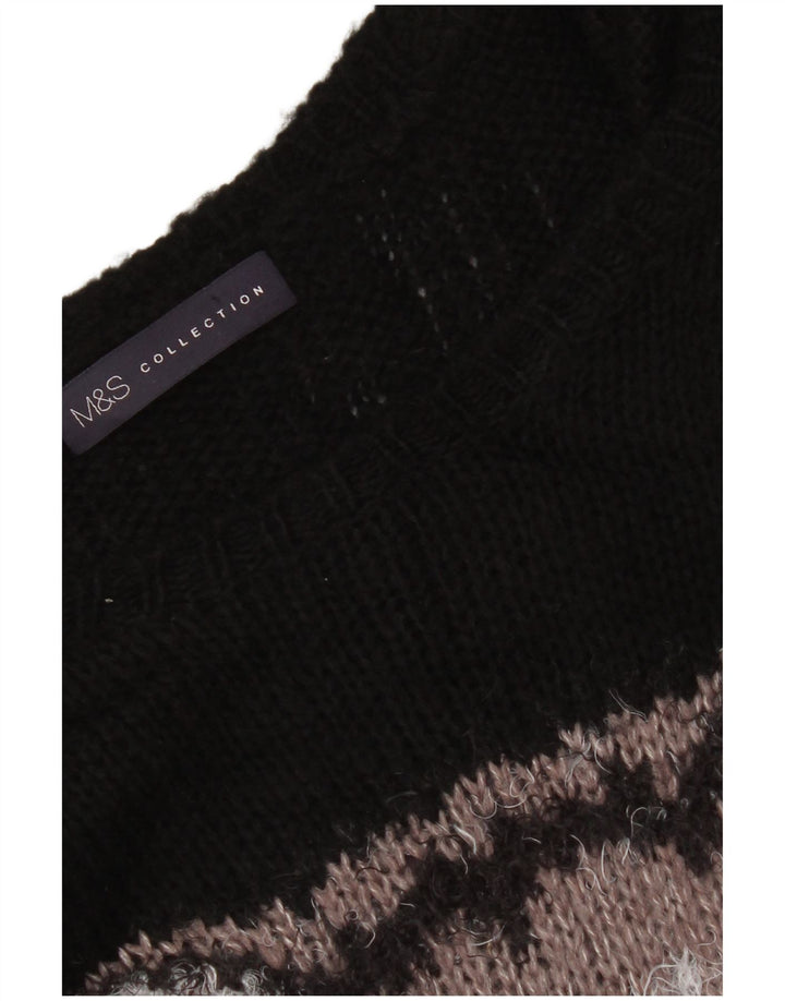 Suéter feminino Marks & Spencer com gola canoa e gola redonda Reino Unido 14 médio preto