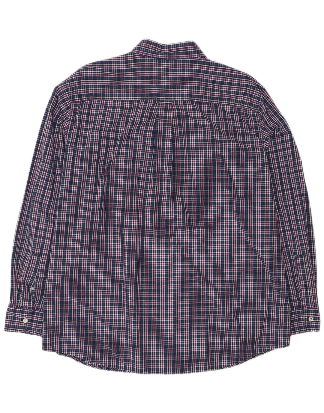 Camisa masculina grande e alta CHAPS XL azul marinho xadrez algodão