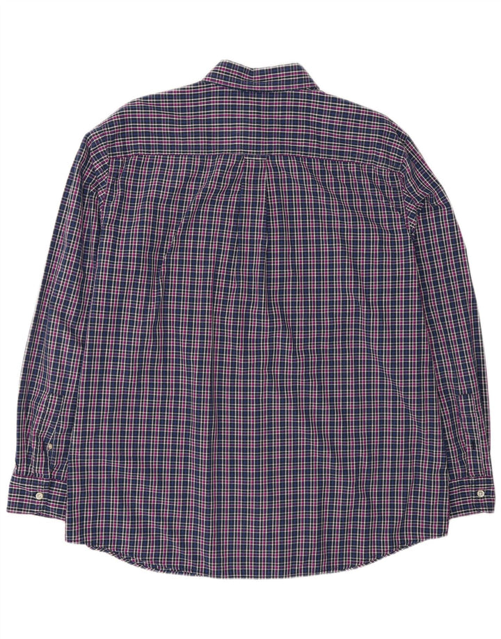 Camisa masculina grande e alta CHAPS XL azul marinho xadrez algodão