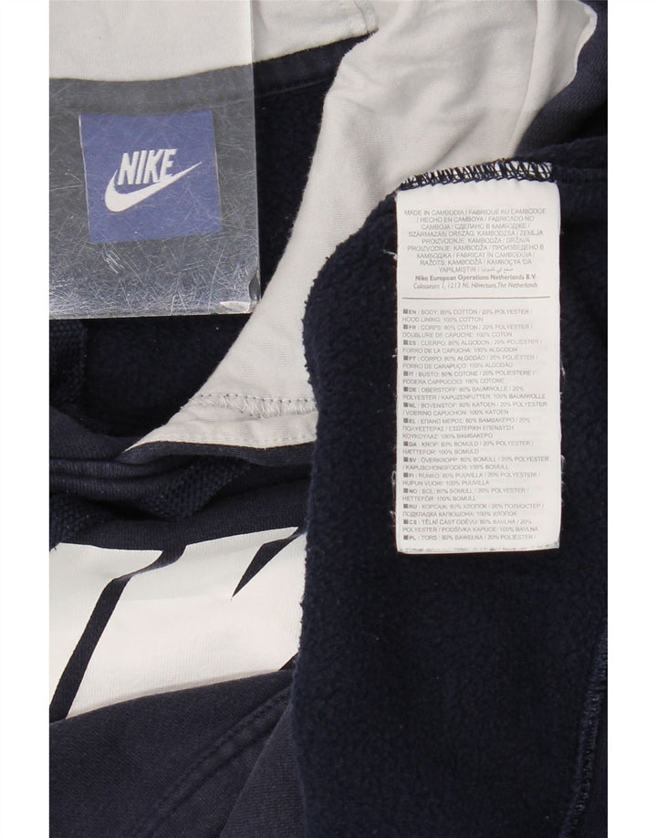 Jumper com capuz gráfico masculino Nike médio azul marinho algodão