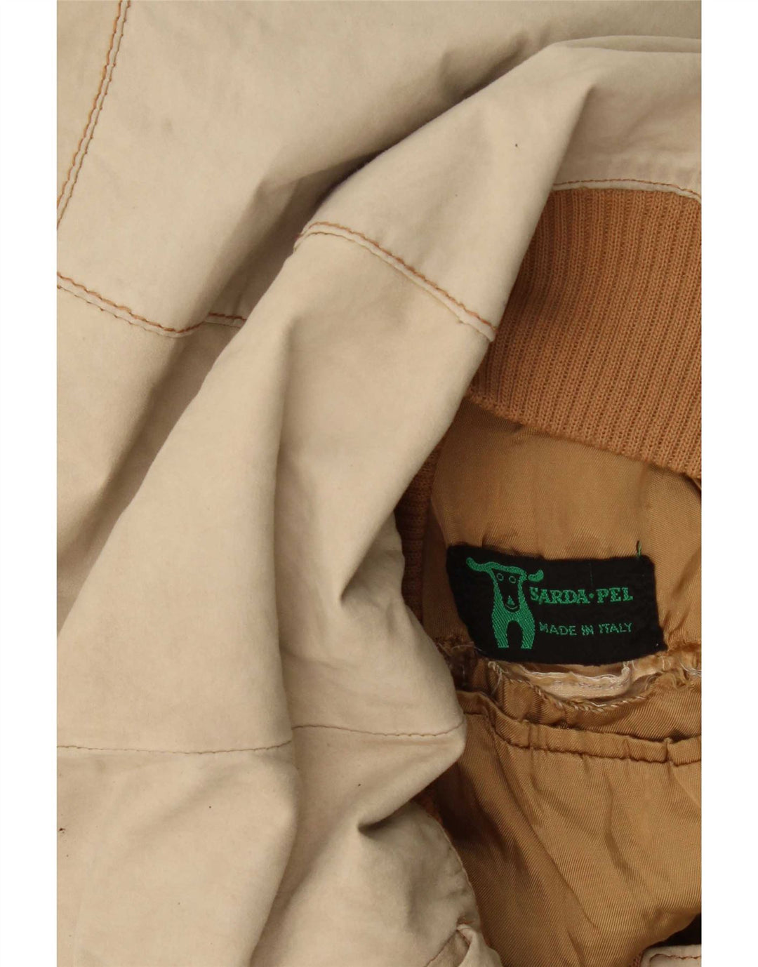 Jaqueta de couro bomber feminina vintage Reino Unido 14 bege médio