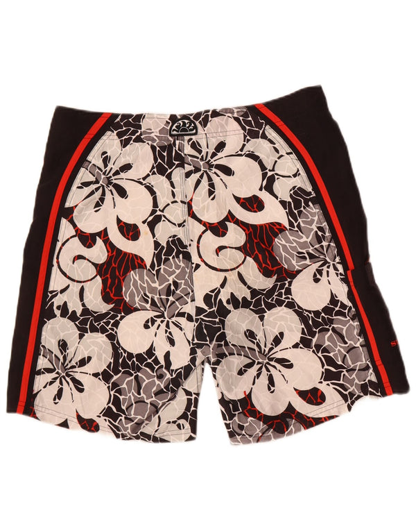 Sundek Mens Graphic Natação Shorts Médio Preto Floral Poliéster