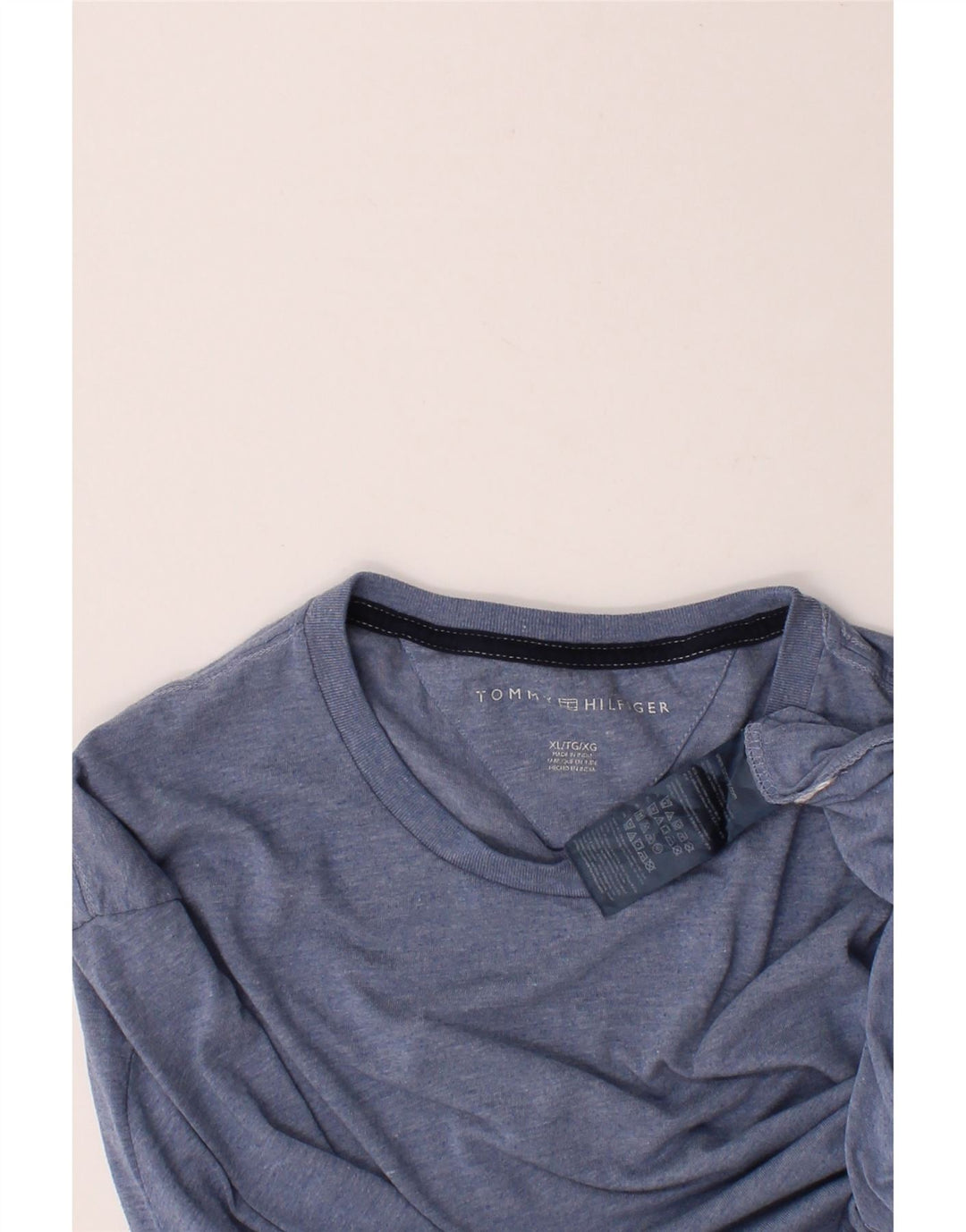 TOMMY HILFIGER Mens T-Shirt Top XL Blue Cotton Vintage Tommy Hilfiger and Second-Hand Tommy Hilfiger from Messina Hembry 