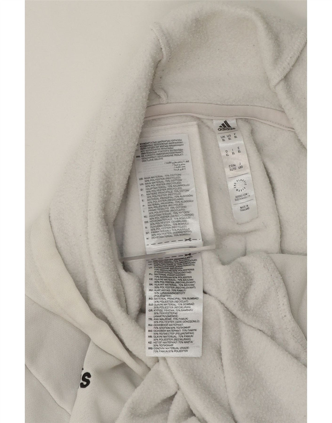 ADIDAS Mens Hoodie Jumper XL White Cotton Vintage Adidas and Second-Hand Adidas from Messina Hembry 