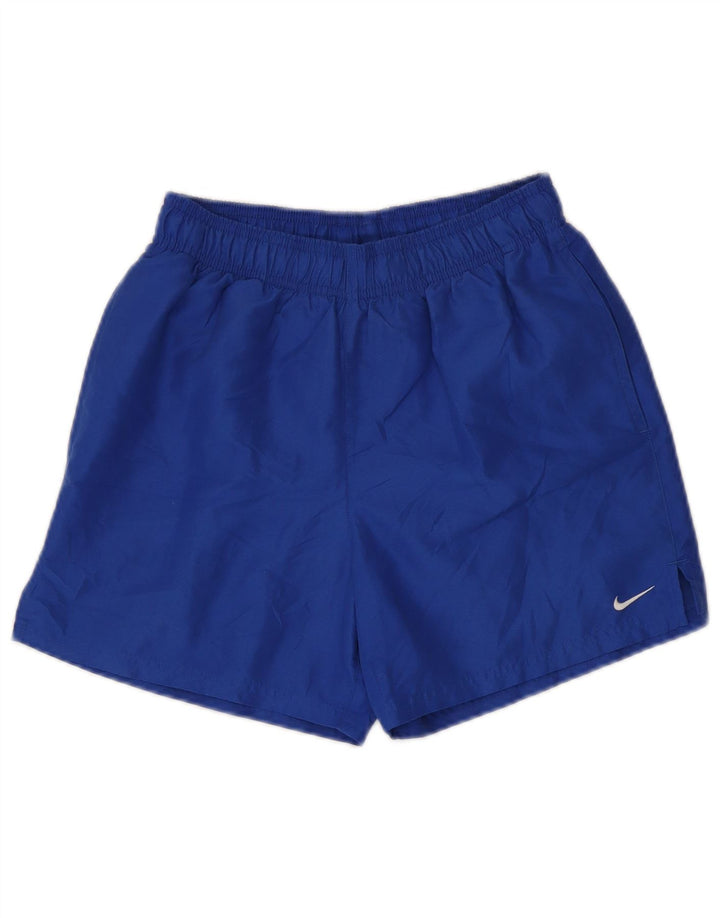 Shorts esportivos femininos Nike UK 8 pequeno azul poliéster