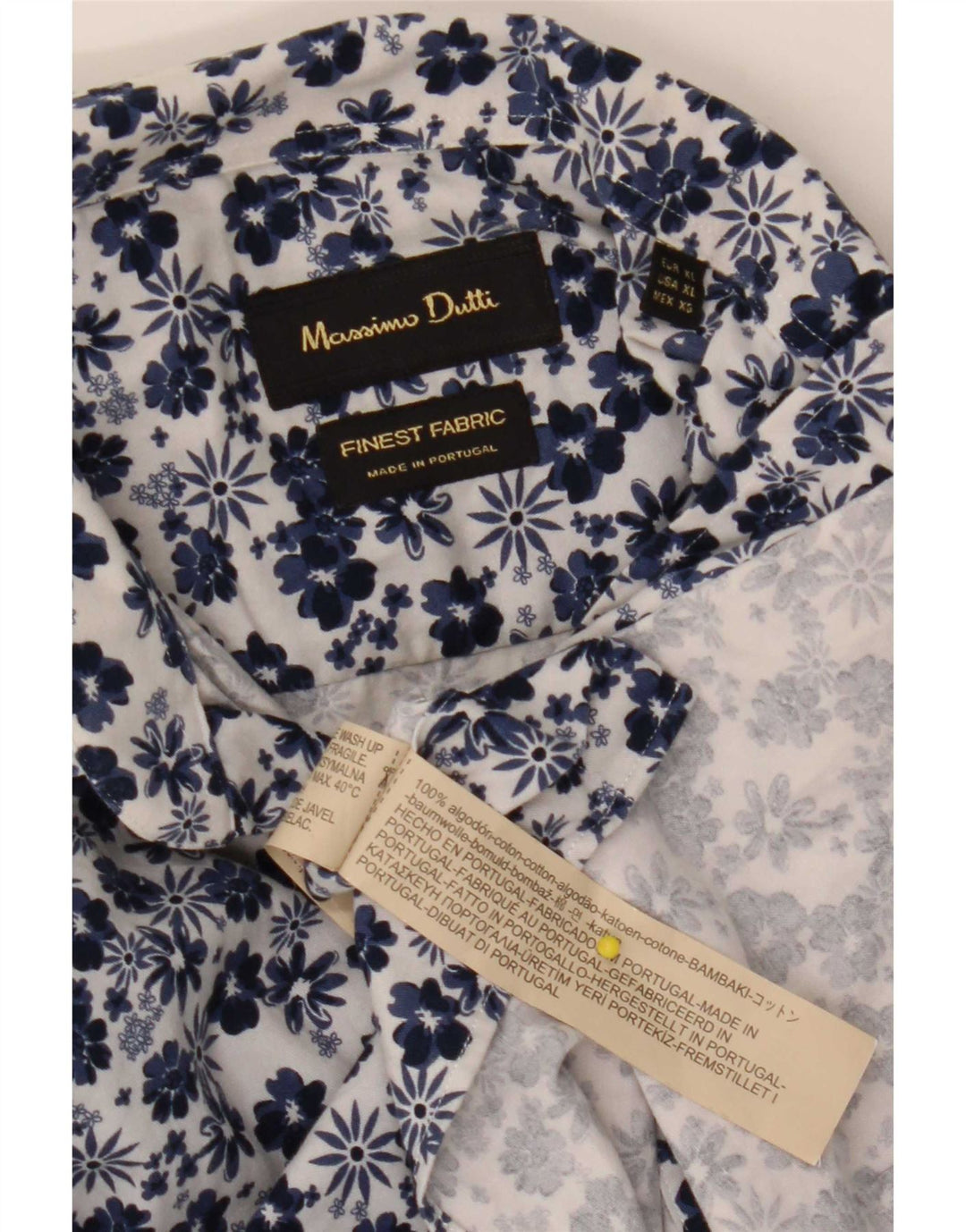 Camisa masculina Massimo Dutti XL azul floral algodão