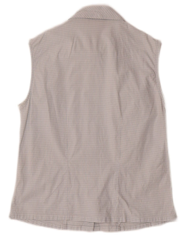 Camisa vintage sem mangas para meninas 13-14 anos azul guingão