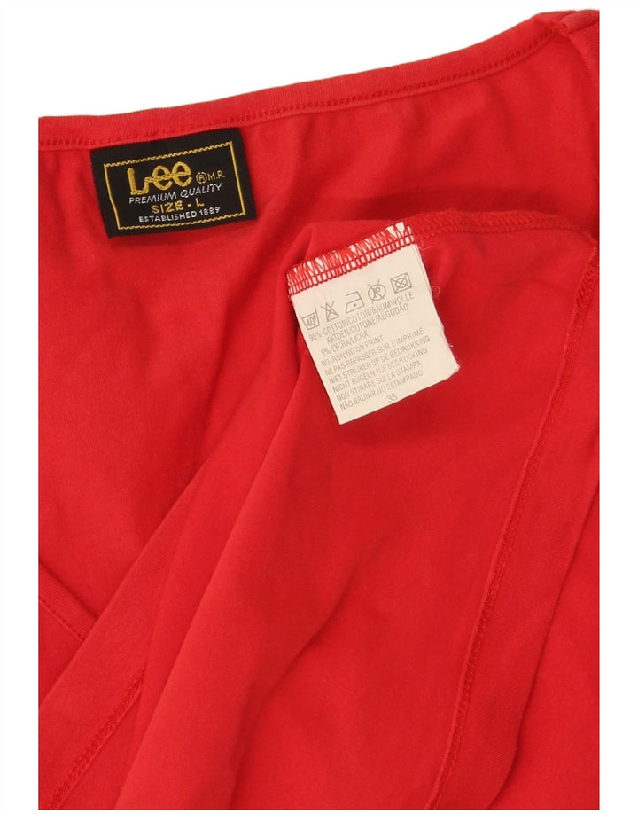 Lee Womens Crop Vest Top UK 14 Grande Algodão Vermelho