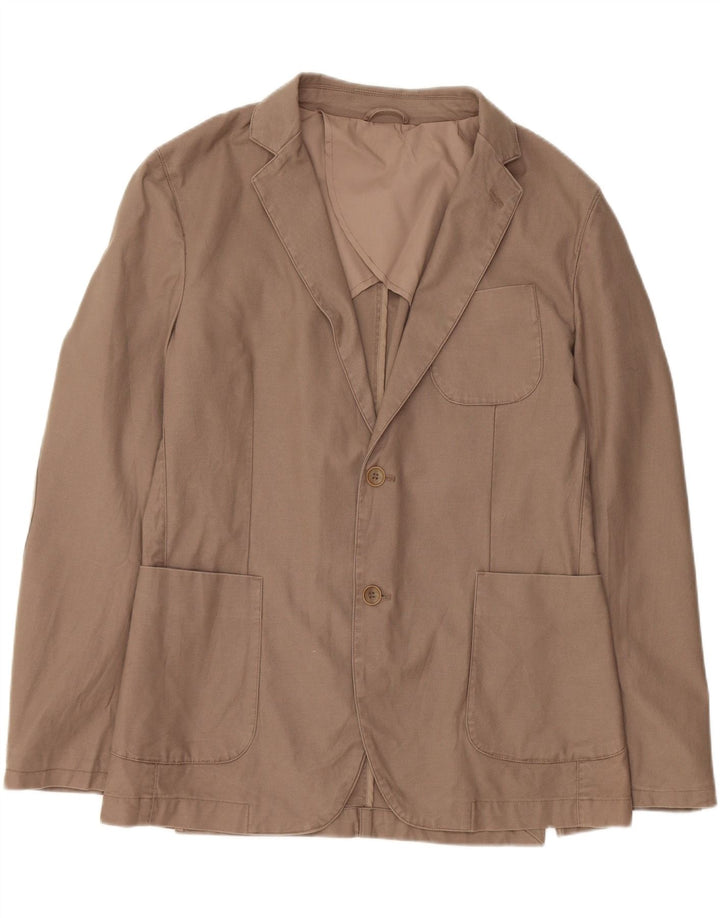 Jaqueta blazer masculina de 2 botões Benetton IT 52 XL algodão bege