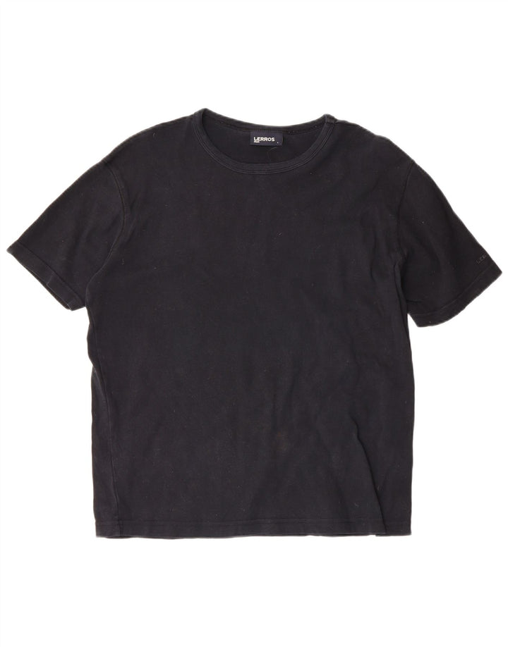 Camiseta masculina LERROS Top grande de algodão preto