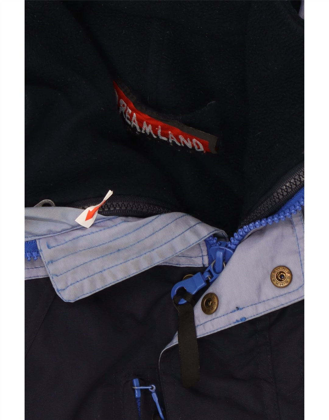 Jaqueta de esqui masculina com capuz Dreamland UK 40 grande bloco colorido azul marinho